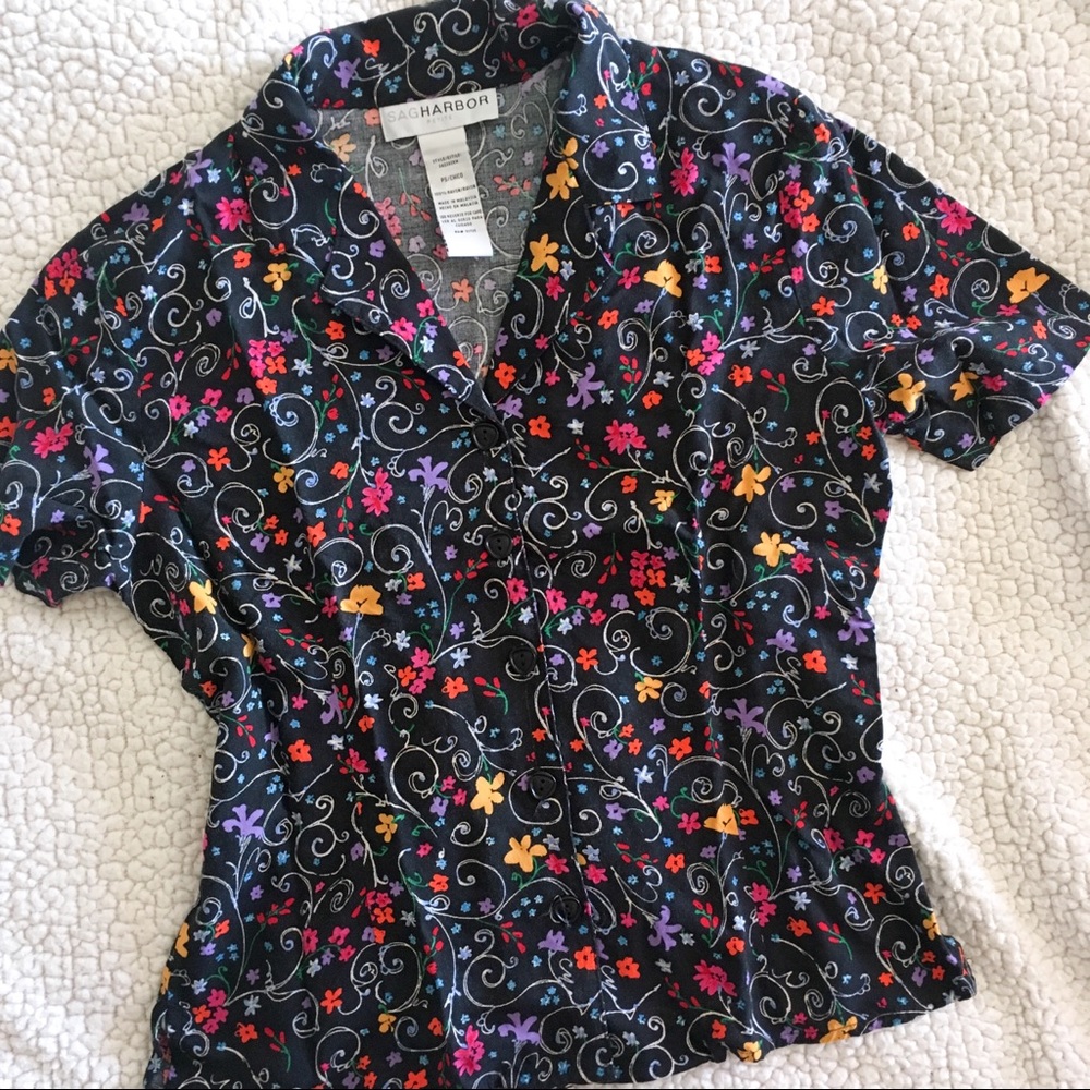 Floral button front blouse